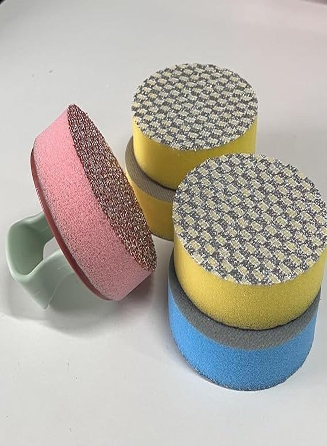 SOLDTRUE Multipurpose Round Dish Cleaning Sponge | Non-Scratch for Kitchen, Set of 5 Sponges + 1 Holder, Multi-Color | Durable & Gentle on Surfaces | Ideal for Dishwashing & Kitchen Cleaning - Image 2